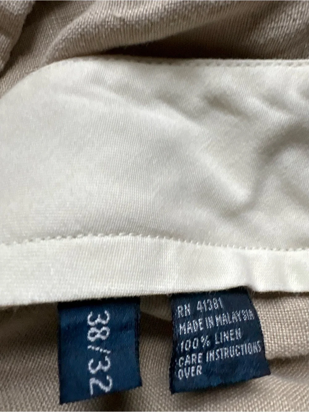 Polo By Ralph Lauren 100% Linen Pants Cuffed Pockets Old Money Tan Size 38x32